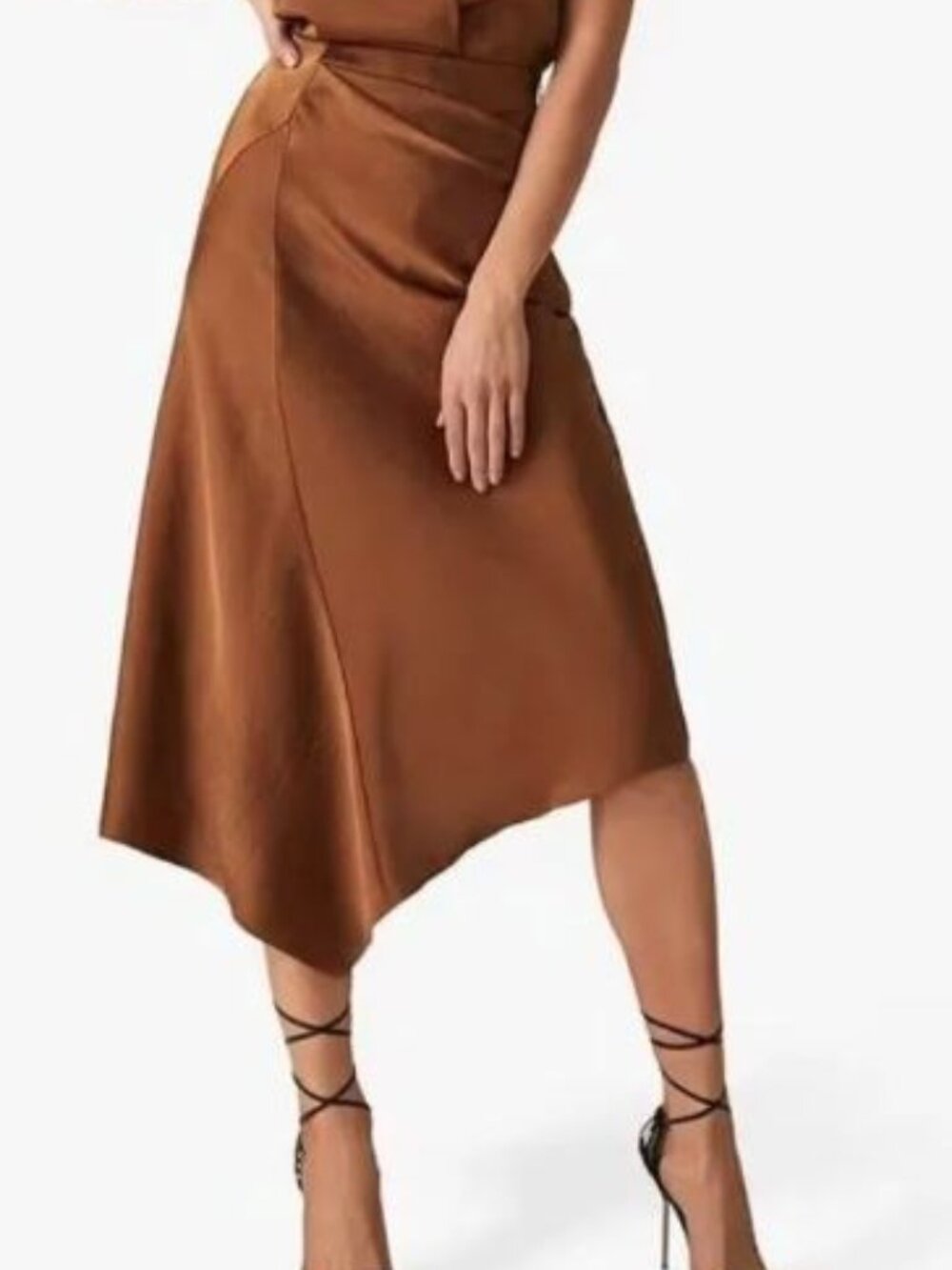 Reiss Brown Satin Aspen Skirt 6
